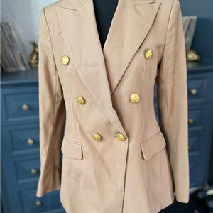 Banana Republic Camel Double-Breasted Blazer with Gold Buttons